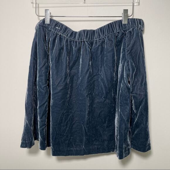 CALVIN KLEIN JEANS Off The Shoulder Velvet Top Blue/Gray Blouse NWT Medium - Picture 9 of 9